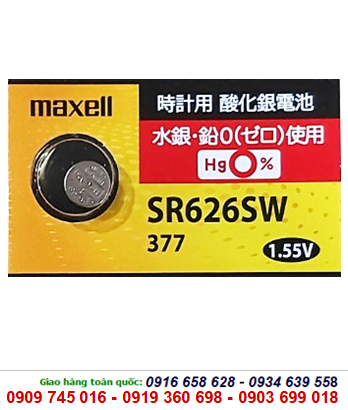 Maxell SR626SW-Pin 377, Pin Maxell SR626SW/377 Silver Oxide 1.55v (Xuất xứ Nhật)